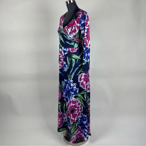 Multicolor Long Sleeve Floral Print Women’s Maxi Dress - Picture 2 of 4